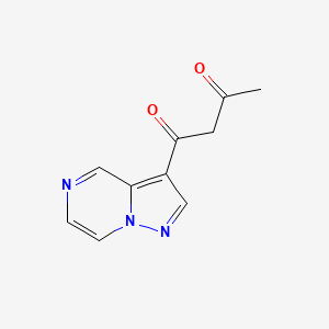 molecular formula C10H9N3O2 B13322964 1-{Pyrazolo[1,5-a]pyrazin-3-yl}butane-1,3-dione 