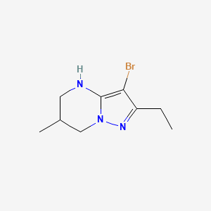 molecular formula C9H14BrN3 B13322965 3-Bromo-2-ethyl-6-methyl-4H,5H,6H,7H-pyrazolo[1,5-a]pyrimidine 