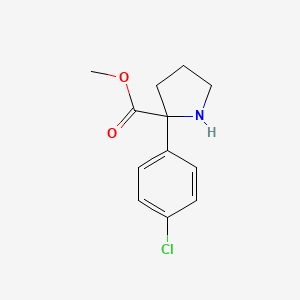 molecular formula C12H14ClNO2 B13322968 Methyl 2-(4-chlorophenyl)pyrrolidine-2-carboxylate 