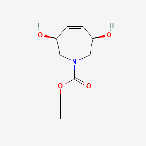 molecular formula C11H19NO4 B13323059 Rel-tert-butyl (3R,6S)-3,6-dihydroxy-2,3,6,7-tetrahydro-1H-azepine-1-carboxylate 