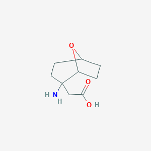 molecular formula C9H15NO3 B13323085 2-{2-Amino-8-oxabicyclo[3.2.1]octan-2-yl}acetic acid 