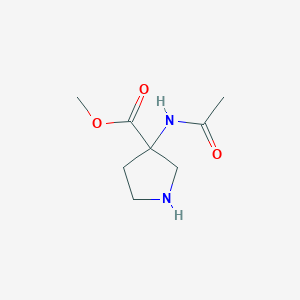 molecular formula C8H14N2O3 B13323091 Methyl 3-acetamidopyrrolidine-3-carboxylate 