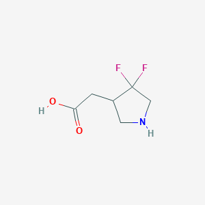 molecular formula C6H9F2NO2 B13323093 2-(4,4-Difluoropyrrolidin-3-yl)acetic acid 