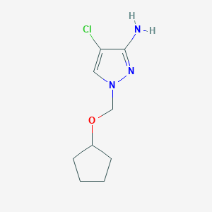 molecular formula C9H14ClN3O B13323099 4-Chloro-1-[(cyclopentyloxy)methyl]-1H-pyrazol-3-amine 