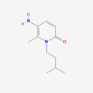 molecular formula C11H18N2O B13323268 5-Amino-6-methyl-1-(3-methylbutyl)-1,2-dihydropyridin-2-one 