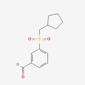 molecular formula C13H16O3S B13323354 3-((Cyclopentylmethyl)sulfonyl)benzaldehyde 