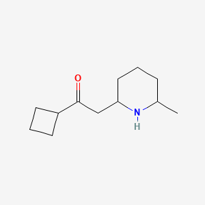 molecular formula C12H21NO B13323365 1-Cyclobutyl-2-(6-methylpiperidin-2-yl)ethan-1-one 