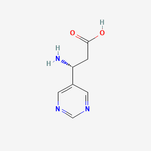 molecular formula C7H9N3O2 B13323413 (3R)-3-Amino-3-(pyrimidin-5-YL)propanoic acid 