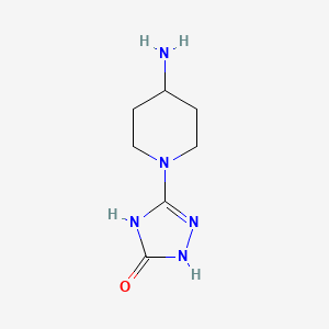 molecular formula C7H13N5O B13323511 3-(4-Aminopiperidin-1-yl)-1H-1,2,4-triazol-5-ol 