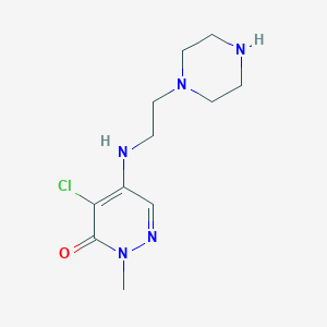 molecular formula C11H18ClN5O B13323580 4-Chloro-2-methyl-5-((2-(piperazin-1-yl)ethyl)amino)pyridazin-3(2H)-one 