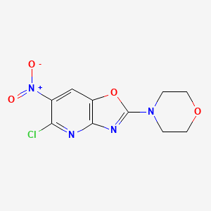 molecular formula C10H9ClN4O4 B13323601 5-Chloro-2-morpholino-6-nitrooxazolo[4,5-b]pyridine 