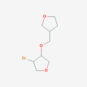 molecular formula C9H15BrO3 B13323623 3-Bromo-4-[(oxolan-3-yl)methoxy]oxolane 