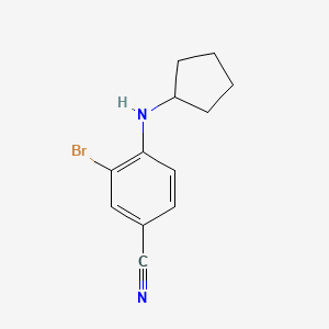 molecular formula C12H13BrN2 B13323625 3-Bromo-4-(cyclopentylamino)benzonitrile 