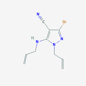 molecular formula C10H11BrN4 B13323646 1-Allyl-5-(allylamino)-3-bromo-1H-pyrazole-4-carbonitrile 