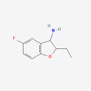 molecular formula C10H12FNO B13323700 2-Ethyl-5-fluoro-2,3-dihydro-1-benzofuran-3-amine 