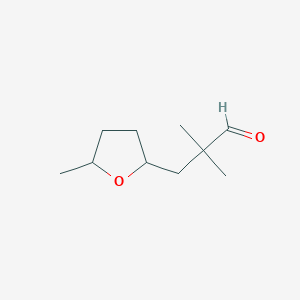 molecular formula C10H18O2 B13323788 2,2-Dimethyl-3-(5-methyloxolan-2-yl)propanal 