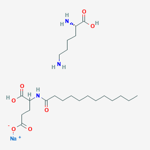 molecular formula C23H44N3NaO7 B13323808 L-Lysine, N2,N6-bis[N-(1-oxododecyl)glutamyl]-, xsodium salt CAS No. 1243654-79-6