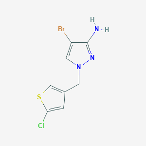 molecular formula C8H7BrClN3S B13323875 4-Bromo-1-[(5-chlorothiophen-3-yl)methyl]-1H-pyrazol-3-amine 