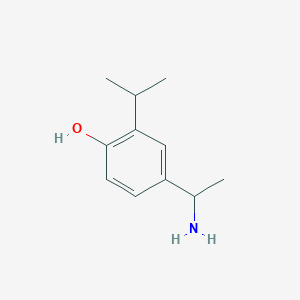 molecular formula C11H17NO B13323889 4-(1-Aminoethyl)-2-(propan-2-YL)phenol 