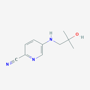 molecular formula C10H13N3O B13323905 5-[(2-Hydroxy-2-methylpropyl)amino]pyridine-2-carbonitrile 