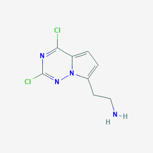 molecular formula C8H8Cl2N4 B13323977 2-(2,4-Dichloropyrrolo[2,1-f][1,2,4]triazin-7-yl)ethan-1-amine 