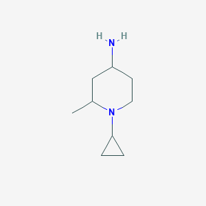 molecular formula C9H18N2 B13324011 1-Cyclopropyl-2-methylpiperidin-4-amine 