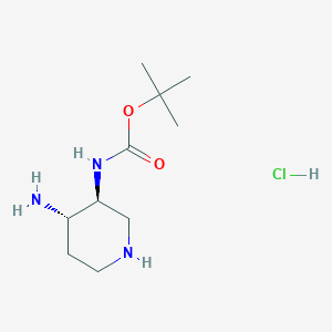 molecular formula C10H22ClN3O2 B13324030 tert-Butyl ((3S,4S)-4-aminopiperidin-3-yl)carbamate hydrochloride 