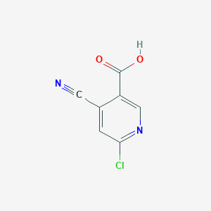 molecular formula C7H3ClN2O2 B13324062 6-Chloro-4-cyanonicotinic acid 