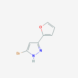 molecular formula C7H5BrN2O B13324102 5-Bromo-3-(furan-2-yl)-1H-pyrazole 