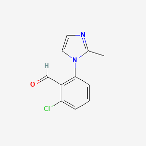 molecular formula C11H9ClN2O B13324127 2-Chloro-6-(2-methyl-1H-imidazol-1-YL)benzaldehyde 