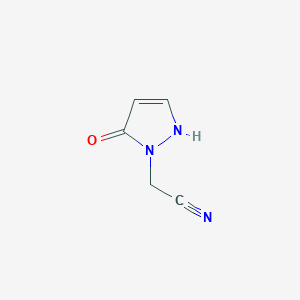 molecular formula C5H5N3O B13324146 2-(5-hydroxy-1H-pyrazol-1-yl)acetonitrile 