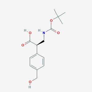 molecular formula C15H21NO5 B13324269 (R)-3-((tert-Butoxycarbonyl)amino)-2-(4-(hydroxymethyl)phenyl)propanoic acid 