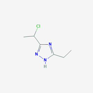 molecular formula C6H10ClN3 B13324275 5-(1-chloroethyl)-3-ethyl-1H-1,2,4-triazole 