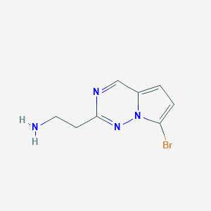 molecular formula C8H9BrN4 B13324283 2-(7-Bromopyrrolo[2,1-f][1,2,4]triazin-2-yl)ethan-1-amine 