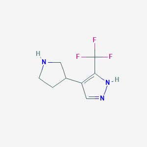 molecular formula C8H10F3N3 B13324295 4-(Pyrrolidin-3-yl)-3-(trifluoromethyl)-1H-pyrazole 