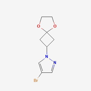 molecular formula C9H11BrN2O2 B13324315 4-Bromo-1-(5,8-dioxaspiro[3.4]octan-2-yl)-1H-pyrazole 