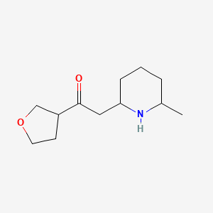 molecular formula C12H21NO2 B13324323 2-(6-Methylpiperidin-2-yl)-1-(oxolan-3-yl)ethan-1-one 