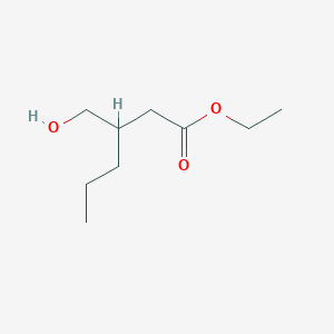 molecular formula C9H18O3 B13324364 Ethyl 3-(hydroxymethyl)hexanoate 