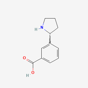 molecular formula C11H13NO2 B13324374 (R)-3-(Pyrrolidin-2-yl)benzoic acid 