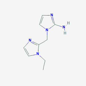 molecular formula C9H13N5 B13324400 1-[(1-Ethyl-1H-imidazol-2-yl)methyl]-1H-imidazol-2-amine 