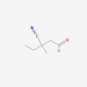 molecular formula C7H11NO B13324418 2-Ethyl-2-methyl-4-oxobutanenitrile 