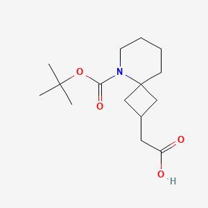 molecular formula C15H25NO4 B13324421 2-(5-(tert-Butoxycarbonyl)-5-azaspiro[3.5]nonan-2-yl)acetic acid 