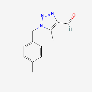 molecular formula C12H13N3O B13324430 5-Methyl-1-[(4-methylphenyl)methyl]-1H-1,2,3-triazole-4-carbaldehyde 