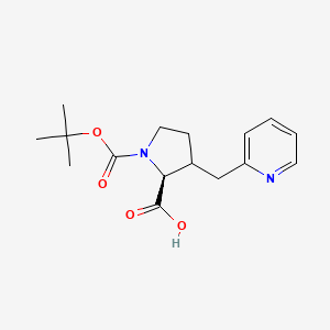 molecular formula C16H22N2O4 B13324439 (2S)-1-(tert-Butoxycarbonyl)-3-(pyridin-2-ylmethyl)pyrrolidine-2-carboxylic acid 