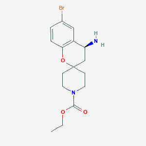 molecular formula C16H21BrN2O3 B13324476 Ethyl (S)-4-amino-6-bromospiro[chromane-2,4'-piperidine]-1'-carboxylate 