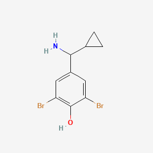 molecular formula C10H11Br2NO B13324482 4-[Amino(cyclopropyl)methyl]-2,6-dibromophenol 