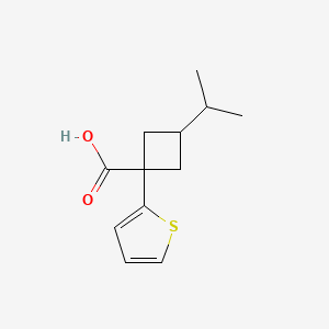 molecular formula C12H16O2S B13324493 3-(Propan-2-yl)-1-(thiophen-2-yl)cyclobutane-1-carboxylic acid 