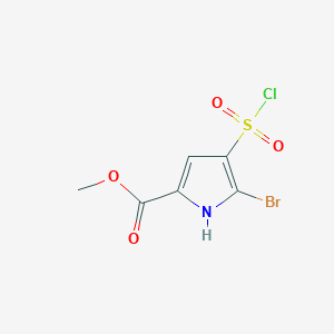 molecular formula C6H5BrClNO4S B13324519 methyl 5-bromo-4-(chlorosulfonyl)-1H-pyrrole-2-carboxylate CAS No. 1421601-87-7