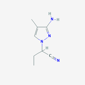 molecular formula C8H12N4 B13324618 2-(3-amino-4-methyl-1H-pyrazol-1-yl)butanenitrile 