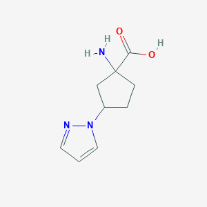 molecular formula C9H13N3O2 B13324641 1-amino-3-(1H-pyrazol-1-yl)cyclopentane-1-carboxylic acid 